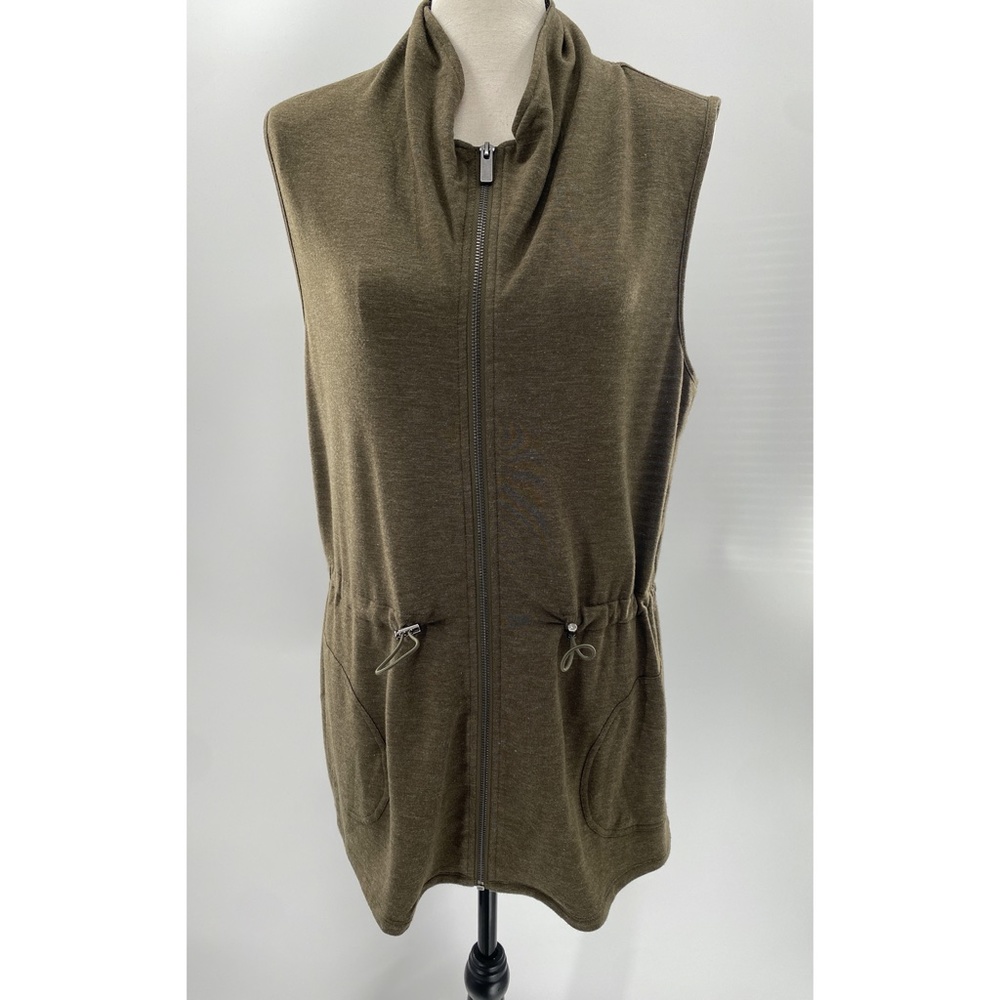 Cable & Gage  Olive Green Soft Zip‎ Front Sports Dress w/ High Neck